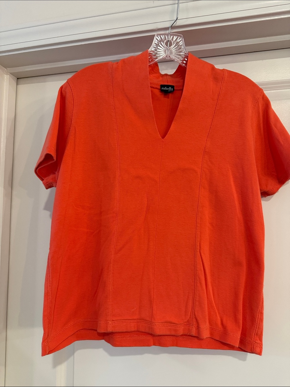 Rafaella Bright Orange Short Sleeve V-Neck Top
